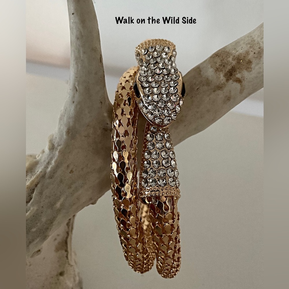 SALE🎉 Rhinestone Rattler Snake Bracelet. Goodness, Wisdom Royalty. Love Snake …